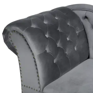 Left Hand Chaise Lounge Velvet Grey NIMES