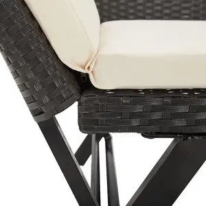 Berkfield Garden Bench with Cushions Black 176 cm Poly Rattan