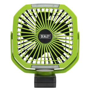 Sealey 4-Speed Portable Clip Fan with Worklight 8" Multiple Speeds Rechargeable