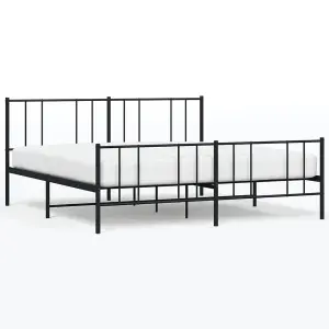 Berkfield Metal Bed Frame with Headboard and Footboard Black 200x200 cm