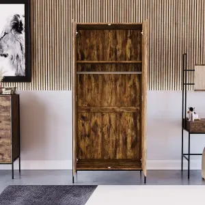 Vida Designs Brooklyn Dark Wood 2 Door Wardrobe (H)1800mm (W)830mm (D)520mm