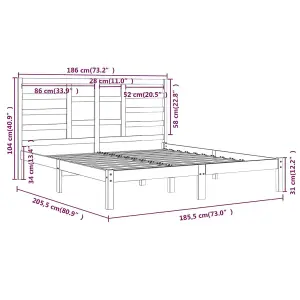 Berkfield Bed Frame White Solid Wood 180x200 cm 6FT Super King