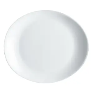 URBNLIVING 30cm Diameter White Steak Plate Opal Glass