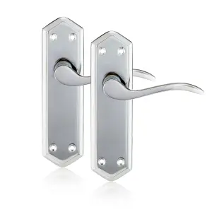 XFORT Polished Chrome London Suite Lever Latch Handles, Long Backplate 1 Pair