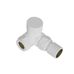 Right Radiators White Corner Thermostatic Valve Radiator Valves with Lockshield Valve 15mm x 1/2"