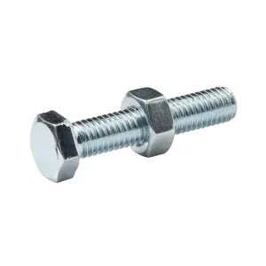 Diall M8 Hex Carbon steel Bolt & nut (L)40mm, Pack of 10