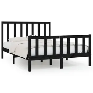 Berkfield Bed Frame Black Solid Wood 120x200 cm