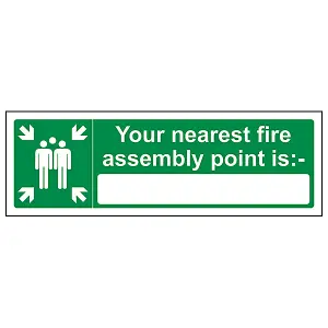 Your Nearest Fire Assembly Point Sign - Rigid Plastic - 600x200mm (x3)