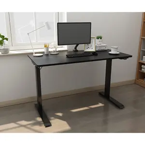 Ergonomic Electric Sit-Stand Desk with Twin Monitor Bracket - 1200 x 600mm Black Office Set