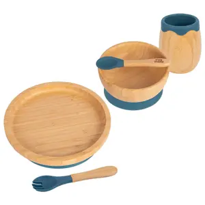 5pc Bamboo Round Baby Weaning Set - Navy Blue