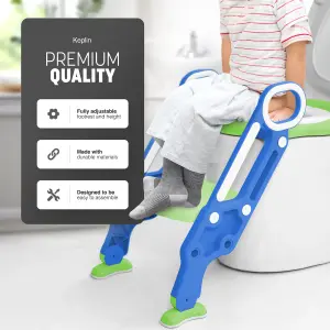 KEPLIN Potty Toilet Seat Adjustable Baby Toddler Kid Toilet Trainer with Step Stool Ladder for Boy and Girl (Green)