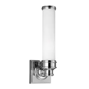 IP44 Wall Light White Etched Glass Metal Ring Style Polished Chrome LED G9 3.5W