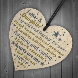 Red Ocean Father And Daughter Gifts Handmade Wooden Heart Father Gifts From Daughter Keepsake Plaque