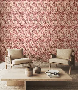 Hoopla Walls Chrysanthemum  Ruby Red Smooth Matt Wallpaper