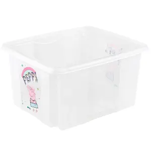 Keeeper Set of 2 Peppa Pig Turn Around Stackable Box 24 Litre with Lid - Natural Transparent