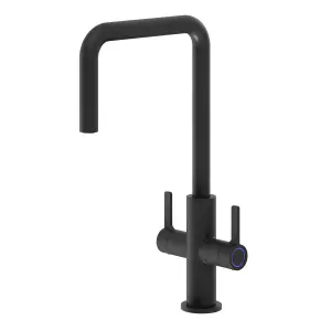 GoodHome Kamut Black Graphite effect Kitchen Twin lever Tap