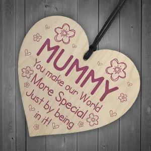 Red Ocean Mothers Day Gift For Mummy Wooden Heart Sign Keepsake Mummy Birthday Gifts For Her