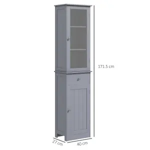 kleankin Storage Cabinet Organizer Tower with Shelves & Drawer, Grey