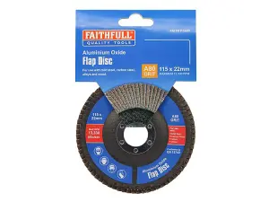 Faithfull  Aluminium Oxide Flap Disc 115 x 22mm 80 Grit FAIFD115A80