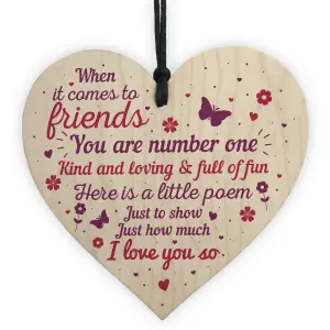 Red Ocean Friendship Quote Wooden Heart Plaque Chic Sign Birthday Gift Best Friend Thank You Keepsake Gift For Her