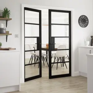 Urban Industrial Metro Black Clear Glass Internal Door