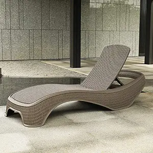 Centurion Supports MALDIVES Warm Grey Outdoor High-End PU Rattan Adjustable Sun Lounger Fully Assembled