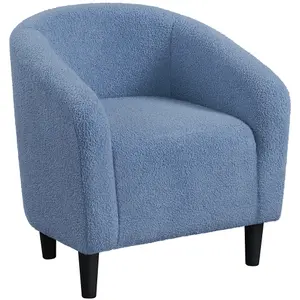 Yaheetech Blue Upholstered Boucle Club Chair Accent Barrel Chair