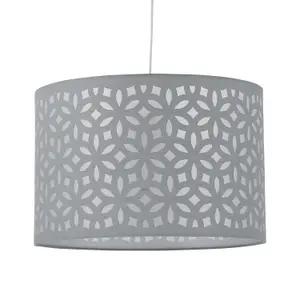 First Choice Lighting Set of 2 Grey Laser Cut 33cm Pendant Lightshades