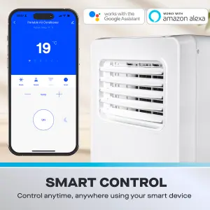 Daewoo 4-in-1 Four Seasons Smart Large Dehumidifier & Fan Heater AND Summer 9000 BTU Air Conditioner with Remote Control White