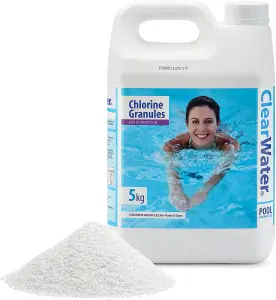 CLEARWATER 5KG CHEMICAL CHLORINE GRANULES SWIMMING POOL SPA HOT TUB FOR CLEANING