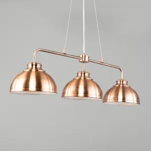 Litecraft Brooklyn Gold 3 Light Industrial Ceiling Pendant Bar