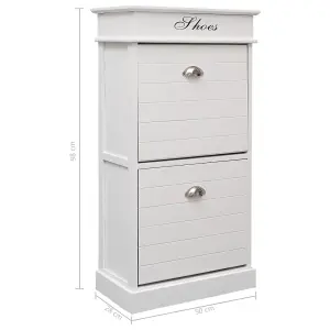 Shoe Cabinet White 50x28x98 cm Paulownia Wood