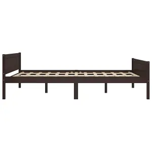 Berkfield Bed Frame Solid Pinewood Dark Brown 160x200 cm