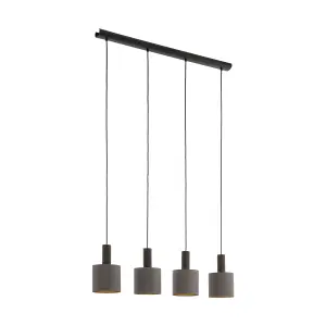 Pendant Ceiling Light Colour Dark Brown Shade Cappuccino Gold Fabric Bulb E27 4x60W