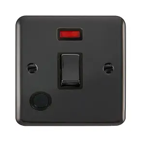 Curved Black Nickel 1 Gang 20A Ingot DP Switch With Flex With Neon - Black Trim - SE Home