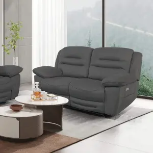 NAPOLI 2 Seater ELECTRIC Recliner in Grey Faux Suede