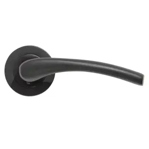 Zena Door Handle Modern Design Matt Black Lever on Rose Internal + Latch & Hinges