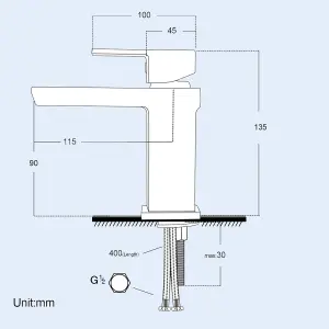 Nes Home Saturn Square Waterfall Mono Basin Mixer Tap