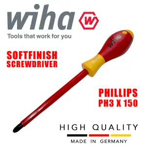 Wiha Phillips Electricians Screwdrivers Insulated VDE SoftFinish Slimfit 1000v Phillips PH3 00849