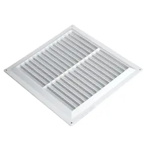 Manrose White Rectangular Fixed louvre vent & Fly screen V1850FS, (H)229mm (W)229mm