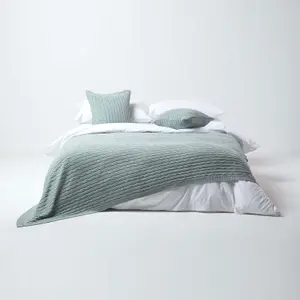 Homescapes Cotton Cable Knit Throw Duck Egg Blue, 150 x 200 cm