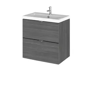 Fusion Hudson Reed 500mm Wall Hung Single Vanity Unit Anthracite woodgrain