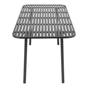 160cm W Rectangular Outdoor Metal Garden Table with Rust Resistant Coating