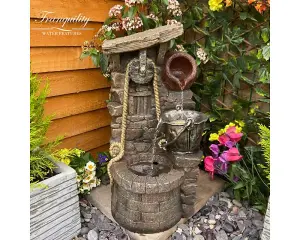 Rustic Jug Traditional Water Feature - Mains Powered - Resin - L27 x W30 x H58 cm