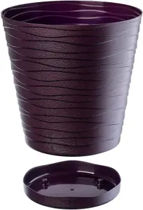 Plant Pot Flowerpot Wave Plastic Crystal Modern Decorative Plum 15cm