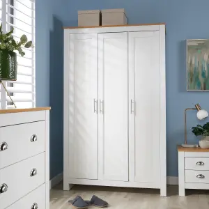 Home Source Camden 3 Door Bedroom Wardrobe Storage Unit White