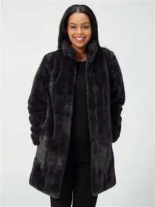 Centigrade Shawl Collar Faux Fur Coat