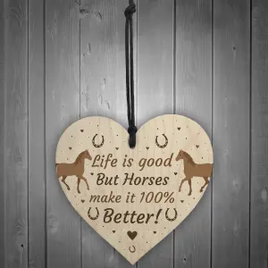 Funny Friendship Gift Horse Gifts For Women Wooden Heartn Stable Accessory Wall Door Sign