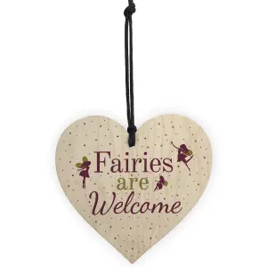 Red Ocean Wooden Fairies Welcome Hanging Garden Gardening Shed Summer House Wall Plaque Fairy Sign