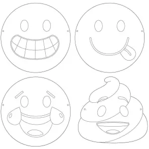 Emoji Party Mask (Pack of 72) White/Black (One Size)